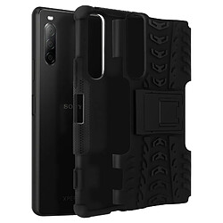 Avizar Coque Sony Xperia 10 II Protection Bi-matière Antichoc Béquille Support Noir