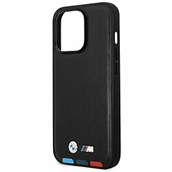 Cg Mobile BMW Coque pour iPhone 14 Pro en noir avec lignes inférieures tricolores, collection M, étui de protection lisse avec encliquetage, absorption des chocs et logo signature