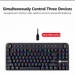 Universal Clavier gaming mécanique MK11 USB et sans fil BT 3.0 RGB rétroéclairé commutable clavier gaming à 87 touches | clavier (noir)