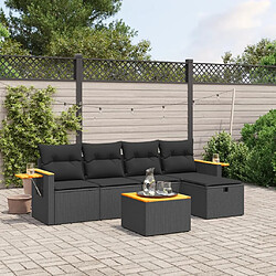 Maison Chic Ensemble Tables et chaises d'extérieur 6pcs avec coussins,Salon de jardin noir résine tressée -GKD173817