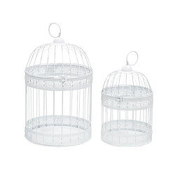 Aubry Gaspard Cages en métal laqué blanc (Lot de 2).