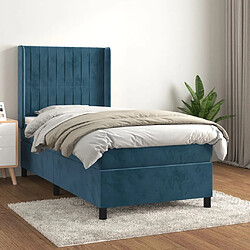 Maison Chic Lit Adulte - Lit simple Lit à sommier tapissier avec matelas moelleux - Meuble de Chambre - Bleu foncé 90x200 cm -MN84429