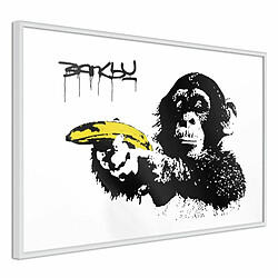 Paris Prix Affiche Murale Encadrée Banksy Banana Gun II 60 x 40 cm Blanc