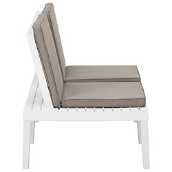 Helloshop26 Banc de jardin meuble de patio d'extérieur terrasse de salon de jardin avec coussin plastique blanc 02_0011812