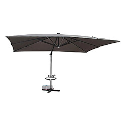 Concept Usine Parasol rectangulaire gris avec LED 395 x 295 cm CALVIA