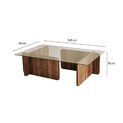 Acheter Vente-Unique Table basse en verre trempé - Naturel foncé et Transparent - AZRA