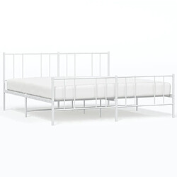 Maison Chic Lit adulte - Lit simple Cadre de lit métal avec tête de lit/pied de lit,Structure du lit Contemporain pour chambre blanc 180x200cm -MN76548