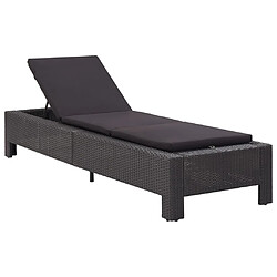 Helloshop26 Transat chaise longue bain de soleil bain de soleil avec coussin résine tressée noir 02_0012198