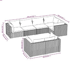 Acheter vidaXL Salon de jardin avec coussins 7 pcs marron résine tressée