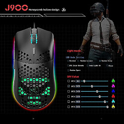 Acheter Universal J900 Maison de jeu USB Wired Gaming RGB Gaming avec six conceptions ergonomiques DPI réglables pour le bureau