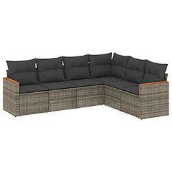 Maison Chic Salon de jardin 6 pcs avec coussins | Ensemble de Table et chaises | Mobilier d'Extérieur gris résine tressée -GKD65289