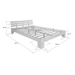 Homestyle4U Lit double en bois futon 180x200 bois naturel