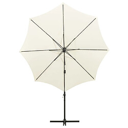 Avis Helloshop26 Parasol meuble de jardin déporté avec mât et lumières led sable 300 cm 02_0008531