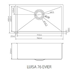 Essebagno Luisa évier 1 grande cuve seule 76x45 en inox or brossé