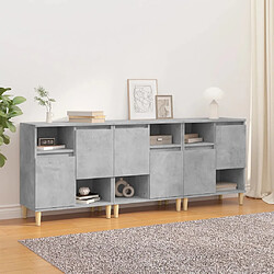 vidaXL Buffets 3 pcs gris béton 60x35x70 cm bois d'ingénierie