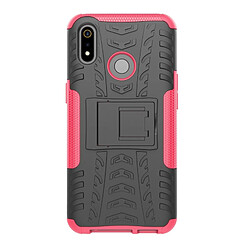 Wewoo Coque Pour OPPO Realme 3 Texture de pneu TPU antichoc + PC Housse de protection avec support rose