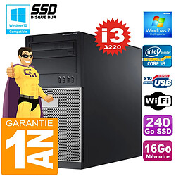 PC Tour DELL 7010 Core I3-3220 Ram 16Go Disque 240 Go SSD Graveur DVD Wifi W7 - Occasion