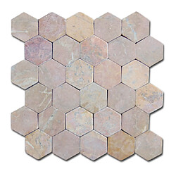 Pegane Carrelage mosaïque / Plaque de mosaïque mur et sol en marbre naturel coloris rose - 33 x 33 cm