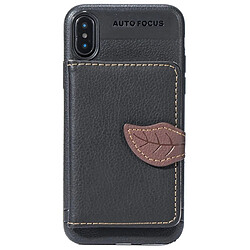 Wewoo Coque Housse en cuir magnétique pour iPhone X, avec fentes porte-cartes & porte-monnaie & cadre photo noir