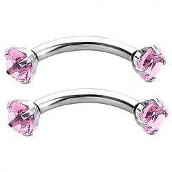 acier inoxydable zircon incurvé barre piercing sourcil bijoux rose