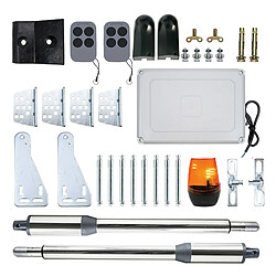 Kit automatisme portail battant PNI MAB300LR, avec 2 moteurs 40W, télécommandes et tableau de commande, photocellules et lampe, longueur portail 2 x 2,5m max, poids portail 200Kg