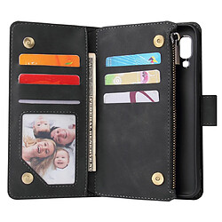 Wewoo Housse Coque Etui à rabat horizontal multifonctionnel rétro pour Galaxy A20e avec étui à carte et porte-carte et portefeuille fermeture à glissièrecadre photo et lanière noir pas cher