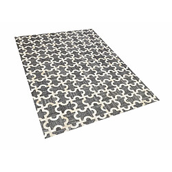 Beliani Tapis en cuir et tissu gris et beige 160 x 230 cm YEDISU