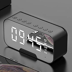 Bluetooth 5.0 Haut-parleur Radio FM Miroir LED Réveil Chargeur USB Maison Noir