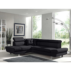 Bestmobilier Lisbona - Canapé d'angle gauche convertible - 5 places - avec têtières Lisbona - Canapé d'angle gauche convertible - 5 places - avec têtières - Noir