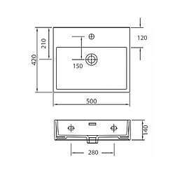 Karag Lavabo suspendu DAPHNE rectangulaire 50x42x14 cm