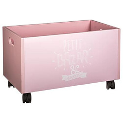 Pegane Coffre de rangement à roulettes rose en Mdf - Dim : L48x l30 x H28 cm