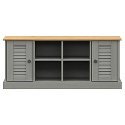 Decoshop26 Banc de rangement à chaussures avec 4 compartiments et 2 petites armoires 106 x 35 x 45 cm en bois de pin gris DEC024963