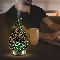 Universal Feu d'artifice 3D Forme de vase de verre Diffuseur d'arôme Fournitures de bureau Diffuseur d'huile essentielle Fabricant de brume Humidificateur à ultrasons avec lumière LED | Humidificateur