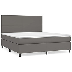 Maison Chic Lit Adulte - Lit simple Lit à sommier tapissier avec matelas moelleux - Meuble de Chambre - Gris 180x200 cm Similicuir -MN69792