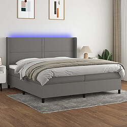 Sommier à lattes et matelas LED,Cadre à lattes de lit pour Adulte Gris foncé 200x200 cm Tissu -MN59451