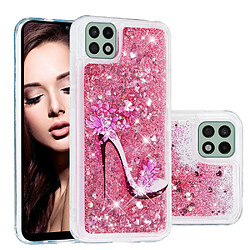 Coque en TPU anti-rayures, motif sables mouvants à paillettes chaussure à talon haut pour votre Samsung Galaxy A22 5G (EU Version)