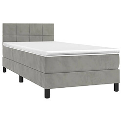 Avis Maison Chic Lit Adulte - Lit simple Lit à sommier tapissier et matelas moelleux - Meuble de Chambre - Gris clair 100x200cm Velours -MN59611