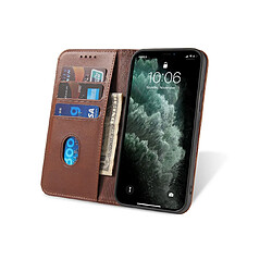 F03 Brown Magnetic Magnétique Téléphone Mobile Holster Holster Anti-Drop Mobile Téléphone Mobile Cas de protection avec fente de carte pour Apple iPhone13 Pro