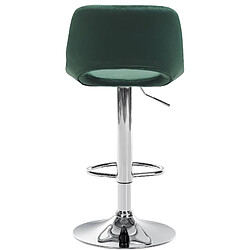 Decoshop26 Tabouret de bar chaise haute x1 avec repose-pieds en velours vert piètement métallique chromé 10_0004592