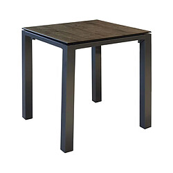 Proloisirs Table de jardin carrée en aluminium plateau HPL Stoneo Café et cédar.