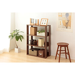 Iris Ohyama, Open Wood Rack OWR-600 Etagère 3 casiers/Meuble de rangement 3 étages en bois, Chêne brun, L60 cm