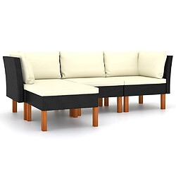 Maison Chic Salon de jardin 4 pcs + coussins - Mobilier/Meubles de jardin - Table et chaises d'extérieur Résine tressée Noir -MN32270