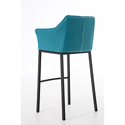 Acheter Decoshop26 Tabouret de bar chaise haute de comptoir couture carrées assise en tissu turquoise 4 pieds stables en métal noir 10_0004707