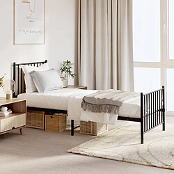 Maison Chic Lit adulte - Lit simple Cadre de lit métal avec tête de lit/pied de lit,Structure du lit Contemporain pour chambre noir 80x200 cm -MN71493