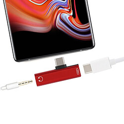 Wewoo Adaptateur d'écoute de charge Jack 3.5mm femelle USB-C / Type-C vers USB-C / Type-C (Rouge)