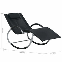 Maison Chic Chaise longue avec oreiller | Bain de soleil Relax | Transat Noir Textilène -GKD20018 pas cher