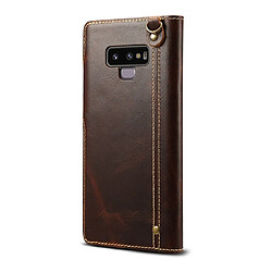 Avis Wewoo Housse Coque Pour Galaxy Note9 Denior Oil Wax Cuir de vachette Bouton magnétique Étui à rabat horizontal en avec fentes cartes et portefeuille marron