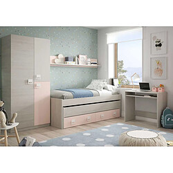 Dansmamaison Chambre junior 90x190 en bois blanchi/Rose - LOMLOM N°1