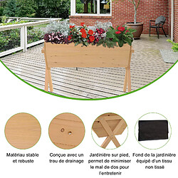 Outsunny Jardinière sur pieds potager dim. 100L x 70l x 80H cm insert d'irrigation + feutre de drainage inclus bois massif sapin pas cher