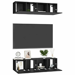 Avis Maison Chic Meubles TV 4 pcs | Banc TV Moderne pour salon | Meuble de Rangement Noir 60x30x30 cm Aggloméré -MN12707